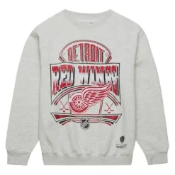 Men Mitchell & Ness Hoodies & Sweatshirts-Easy Cool Crewneck Sweatshirt Detroit Red Wings