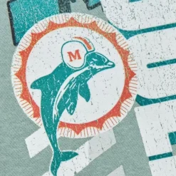 Men Mitchell & Ness Hoodies & Sweatshirts-Easy Cool Crewneck Sweatshirt Miami Dolphins