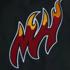 Men Mitchell & Ness Jackets & Outerwear-Exploded Logo Warm Up Jacket Miami Heat
