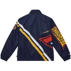 Men Mitchell & Ness Jackets & Outerwear-Exploded Logo Warm Up Jacket Golden State Warriors