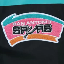 Men Mitchell & Ness Jackets & Outerwear-Exploded Logo Warm Up Jacket San Antonio Spurs