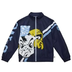 Men Mitchell & Ness Jackets & Outerwear-Exploded Logo Warm Up Jacket University Of North Carolina