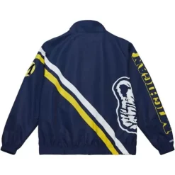 Men Mitchell & Ness Jackets & Outerwear-Exploded Logo Warm Up Jacket University Of Michigan