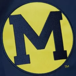 Men Mitchell & Ness Jackets & Outerwear-Exploded Logo Warm Up Jacket University Of Michigan