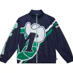 Men Mitchell & Ness Jackets & Outerwear-Exploded Logo Warm Up Jacket Dallas Mavericks