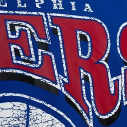Men Mitchell & Ness Hoodies & Sweatshirts-Fashion Fleece Crew Philadelphia 76Ers