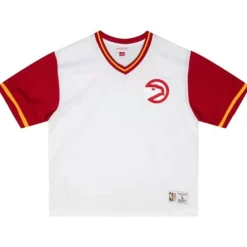 Men Mitchell & Ness T-Shirts & Tops-Fashion Mesh V-Neck Atlanta Hawks