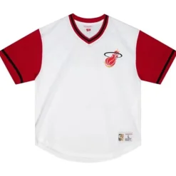 Men Mitchell & Ness T-Shirts & Tops-Fashion Mesh V-Neck Miami Heat