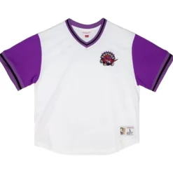 Men Mitchell & Ness T-Shirts & Tops-Fashion Mesh V-Neck Toronto Raptors
