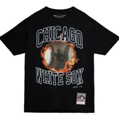 Men Mitchell & Ness T-Shirts & Tops-Flame Tee Chicago White Sox