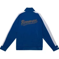 Men Mitchell & Ness Jackets & Outerwear-Flashback Track Jacket Milwaukee Brewers