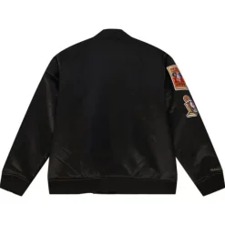 Men Mitchell & Ness Jackets & Outerwear-Flight Satin Bomber Jacket Los Angeles Lakers