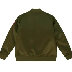Men Mitchell & Ness Jackets & Outerwear-Flight Satin Bomber Jacket Dallas Mavericks