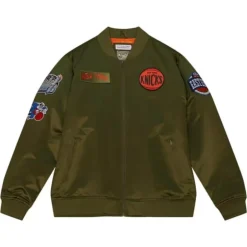 Men Mitchell & Ness Jackets & Outerwear-Flight Satin Bomber Jacket New York Knicks