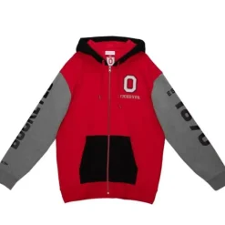 Men Mitchell & Ness Hoodies & Sweatshirts-Full Zip Fleece Ohio State