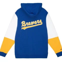Men Mitchell & Ness Hoodies & Sweatshirts-Fusion Fleece 2.0 Milwaukee Brewers