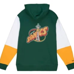 Men Mitchell & Ness Hoodies & Sweatshirts-Fusion Fleece 2.0 Seattle Supersonics