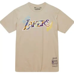 Men Mitchell & Ness T-Shirts & Tops-Game Day Pattern Tee Los Angeles Lakers