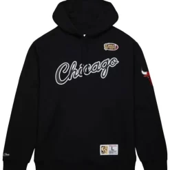 Men Mitchell & Ness Hoodies & Sweatshirts-Game Time Fleece Hoodie Vintage Logo Chicago Bulls