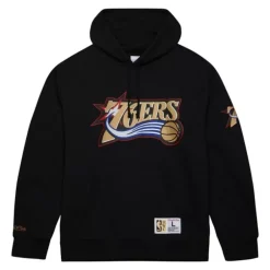 Men Mitchell & Ness Hoodies & Sweatshirts-Game Time Fleece Hoodie Vintage Logo Philadelphia 76Ers