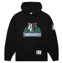 Men Mitchell & Ness Hoodies & Sweatshirts-Game Time Fleece Hoodie Vintage Logo Minnesota Timberwolves