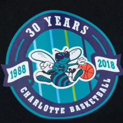 Men Mitchell & Ness Hoodies & Sweatshirts-Game Time Fleece Hoodie Vintage Logo Charlotte Hornets