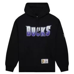 Men Mitchell & Ness Hoodies & Sweatshirts-Game Time Fleece Hoodie Vintage Logo Milwaukee Bucks