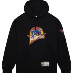 Men Mitchell & Ness Hoodies & Sweatshirts-Game Time Fleece Hoodie Vintage Logo Golden State Warriors