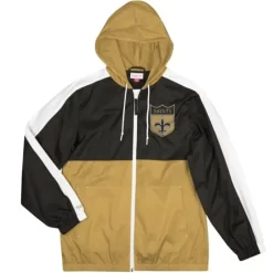 Men Mitchell & Ness Jackets & Outerwear-Gameday Lightweight Windbreaker New Orleans Saints
