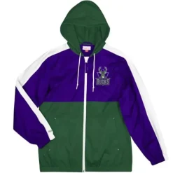 Men Mitchell & Ness Jackets & Outerwear-Gameday Lightweight Windbreaker Milwaukee Bucks