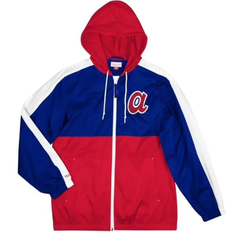 Men Mitchell & Ness Jackets & Outerwear-Gameday Lightweight Windbreaker Atlanta Braves