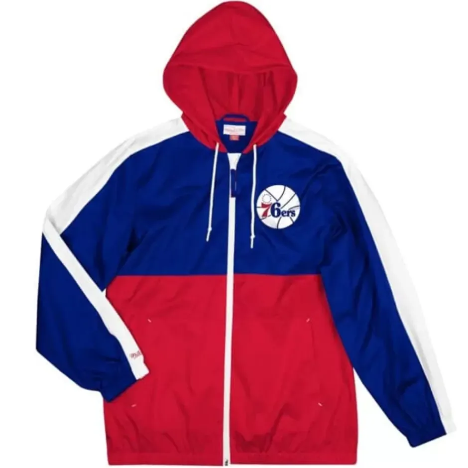 Men Mitchell & Ness Jackets & Outerwear-Gameday Lightweight Windbreaker Philadelphia 76Ers