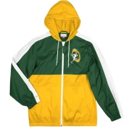 Men Mitchell & Ness Jackets & Outerwear-Gameday Lightweight Windbreaker Green Bay Packers
