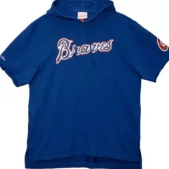 Men Mitchell & Ness T-Shirts & Tops-Gameday Ss Ft Hoodie Atlanta Braves