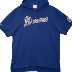 Men Mitchell & Ness T-Shirts & Tops-Gameday Ss Ft Hoodie Atlanta Braves