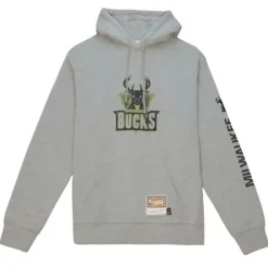 Men Mitchell & Ness Hoodies & Sweatshirts-Ghost Green Camo Hoody Milwaukee Bucks