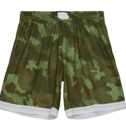 Men Mitchell & Ness Shorts-Ghost Green Camo Swingman Charlotte Hornets 1992-93 Shorts