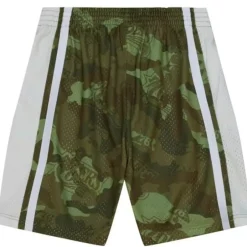 Men Mitchell & Ness Shorts-Ghost Green Camo Swingman Philadelphia 76Ers 1996-97 Shorts