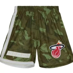 Men Mitchell & Ness Shorts-Ghost Green Camo Swingman Miami Heat 1996-97 Shorts