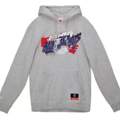 Men Mitchell & Ness Hoodies & Sweatshirts-Graff Hoodie Columbus Blue Jackets
