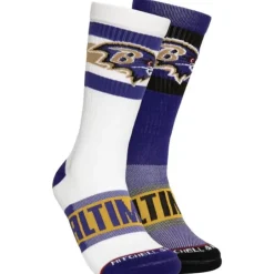 Woman Mitchell & Ness Accessories-Hail Mary Crew Socks Baltimore Ravens