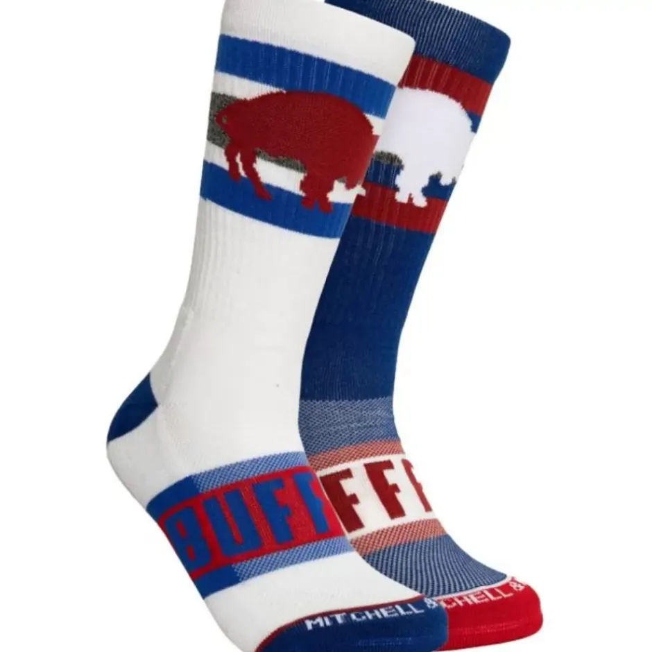 Woman Mitchell & Ness Accessories-Hail Mary Crew Socks Buffalo Bills