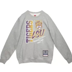 Men Mitchell & Ness Hoodies & Sweatshirts-Halftime Script Crew Louisiana State University