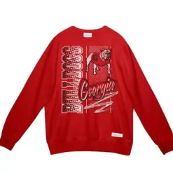 Men Mitchell & Ness Hoodies & Sweatshirts-Halftime Script Crew University Of Georgia