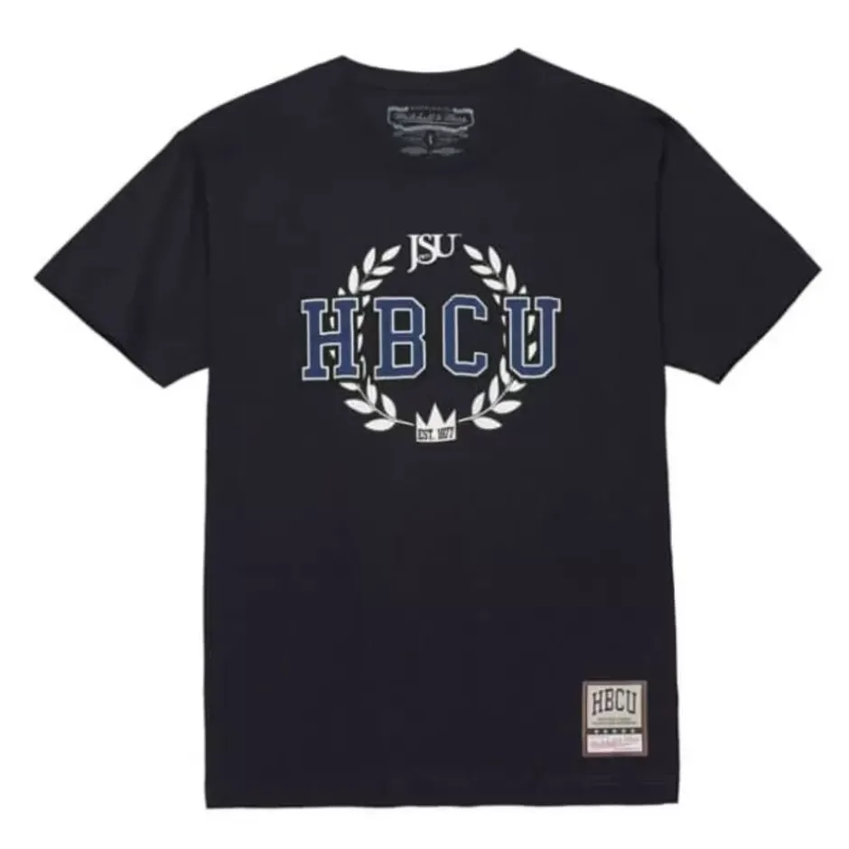 Men Mitchell & Ness T-Shirts & Tops-Hbcu Wreath Tee Jackson State University