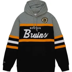 Men Mitchell & Ness Hoodies & Sweatshirts-Head Coach Hoodie Boston Bruins