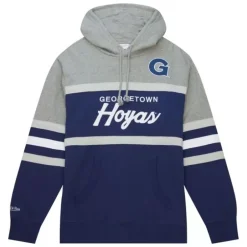 Men Mitchell & Ness Hoodies & Sweatshirts-Head Coach Hoodie Georgetown University