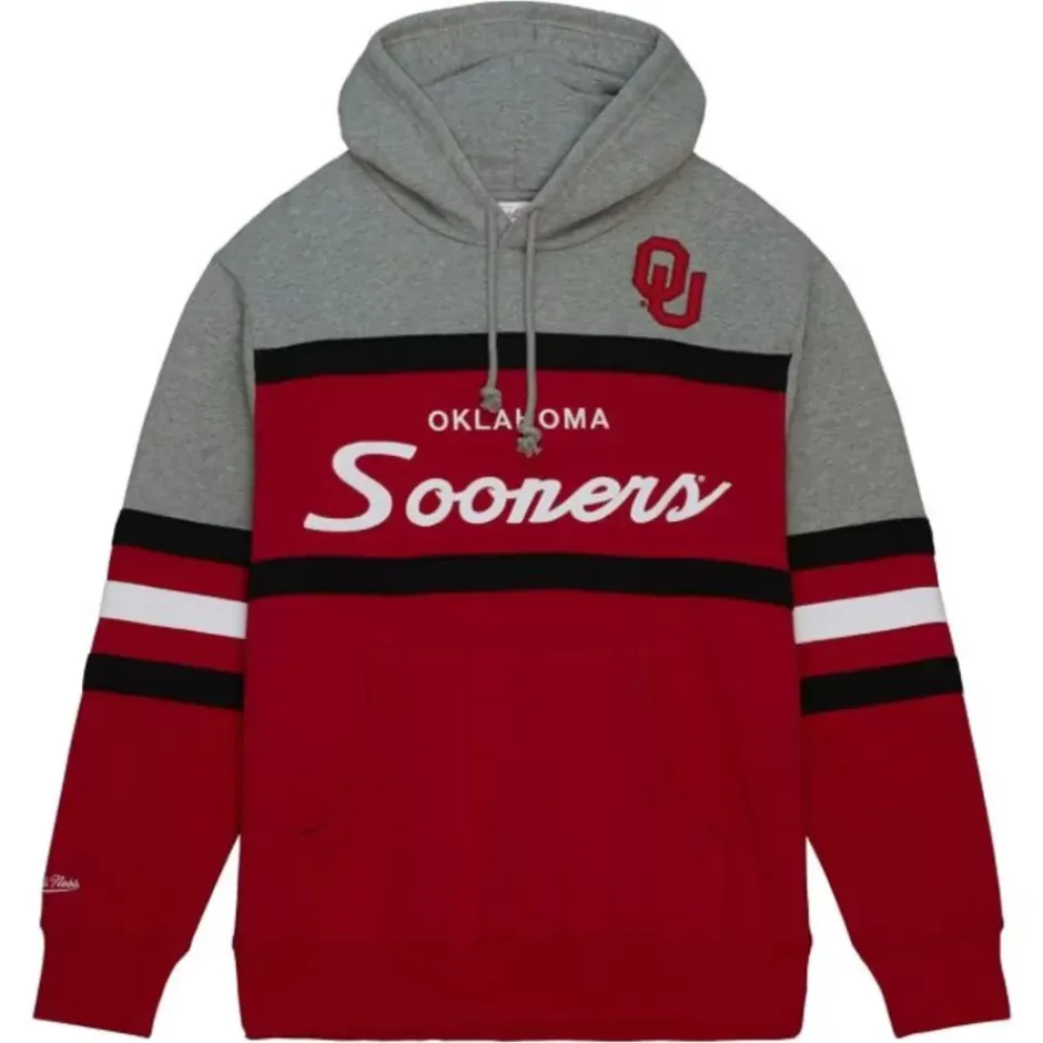 Men Mitchell & Ness Hoodies & Sweatshirts-Head Coach Hoodie University Of Oklahoma