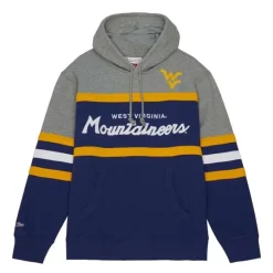 Men Mitchell & Ness Hoodies & Sweatshirts-Head Coach Hoodie West Virginia University