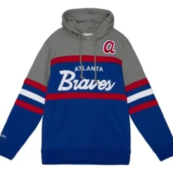 Men Mitchell & Ness Hoodies & Sweatshirts-Headcoach Hoody Atlanta Braves